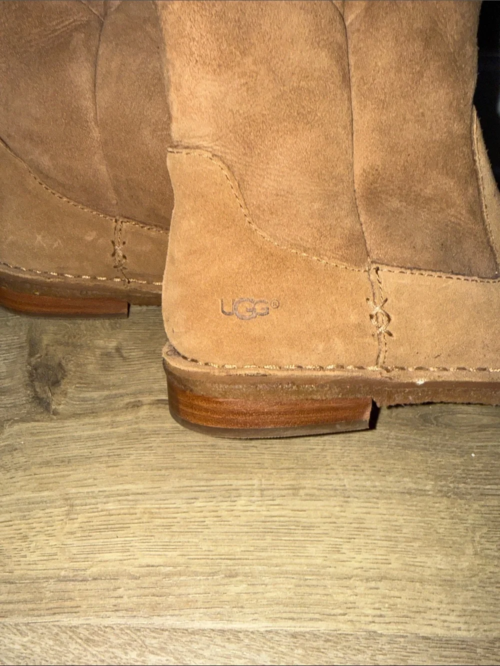 UGG Tall Suede Shearling-Lined Boots in Chestnut Brown
